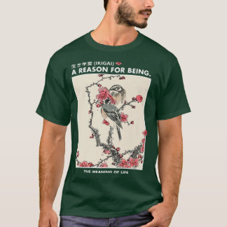 Camiseta Arte japonesa Ikigai Sakura Cherry floresce Bird U