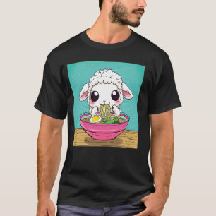 Camiseta Arte Japonesa Pop Amante de Macarrão Cordeiro Ovel