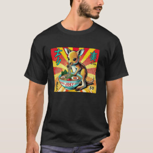 Camiseta Arte Japonesa Pop Amante de Macarrão Cute Canguru