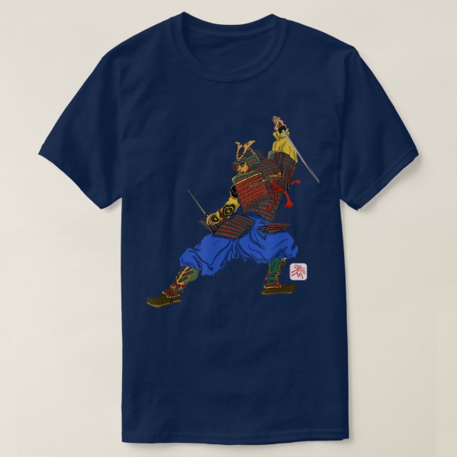 Camiseta Arte Japonesa Samurai Hero Preparado Para A Batalh (Frente do Design)