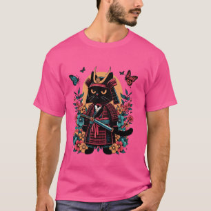 Camiseta Arte Japonesa Samurai Ninja Black Cat Warriors