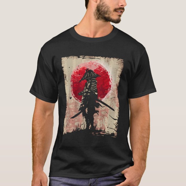 Camiseta Arte Japonesa Samurai Vintage Fighter Retro Design (Frente)