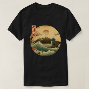 Camiseta Arte Japonesa sobre Fuji Kanji Japão