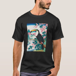 Camiseta Arte Japonesa Toucan Kyosai Antigo Trabalho Artíst