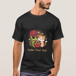 Camiseta Arte Kawaii de Ramen de Gato Alien Adorável