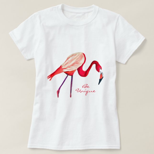 Camiseta Arte laranja flamingo aquarela (Frente do Design)