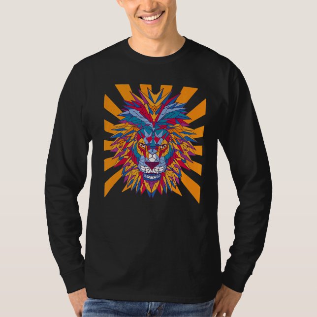 Camiseta Arte Leão Colorido Premium (Frente)