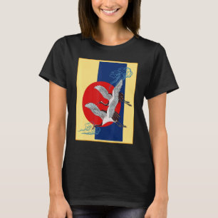 Camiseta Arte Legal de Pássaro de Grou Dança das Grous Japo