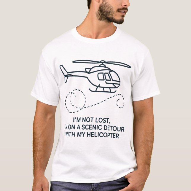 Camiseta Arte Linear de Helicóptero Minimalista  (Frente)
