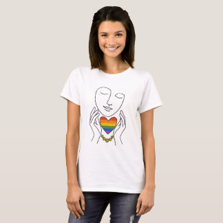 Camiseta Arte Linear Minimalista Orgulho Humano Coração Arc
