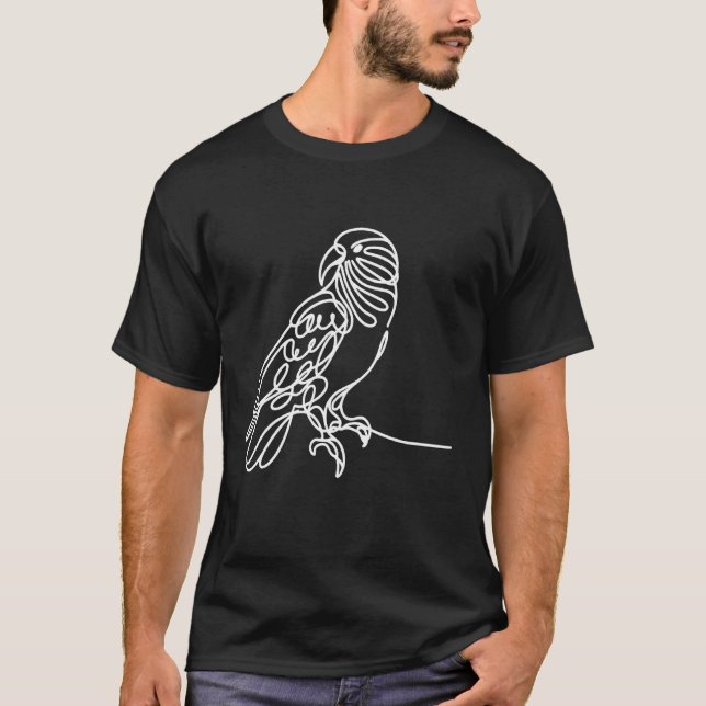 Camiseta Arte Linear Pássaro & Ornitologista Kea (Frente)