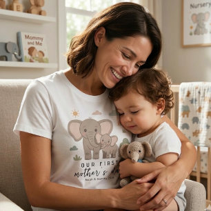 Camiseta Arte Macia do Dia das Maes para Elefante Mae e Beb