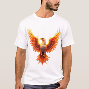 Camiseta Arte Majestosa Águia Fénix Flamejante Ascendente