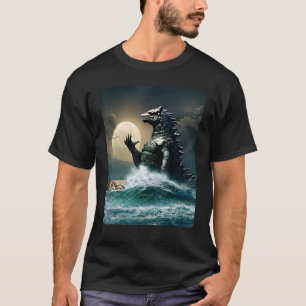 Camiseta Arte majestosa em onda O monstro Excelente de Kana