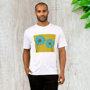 Camiseta Arte Margarida Azul Negrito em Fundo Amarelo de Mo