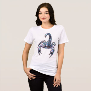 Camiseta Arte Mecânica Escorpião Cibernético Iridescente