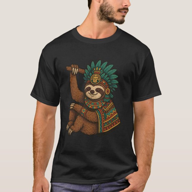 Camiseta Arte Mexicano de Preguiça Asteca (Frente)