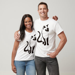 Camiseta Arte Mínima Negra Mínima de Gato Tailandês Tradici