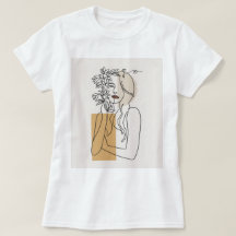 Arte Minimalista Abstrata de Linha Mulher Floral B