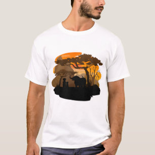 Camiseta Arte Minimalista da Silhueta da Floresta da Savana