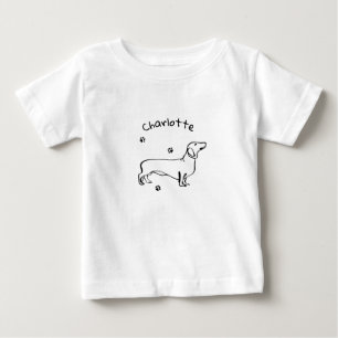 Camiseta Arte Minimalista Dachshund - Seu Texto, Seu Estilo