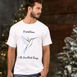 Camiseta Arte Minimalista de Beija-flor em Linhas – Texto E