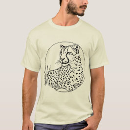 Camiseta Arte Minimalista de Leopardo em Linhas – Selvagem