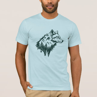 Camiseta Arte minimalista de montanhas lobo