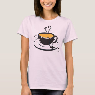 Camiseta Arte Minimalista de Xícara de Chá Fumegante para A