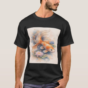 Camiseta Arte Minimalista Japonesa de Peixes Koi – Aquare
