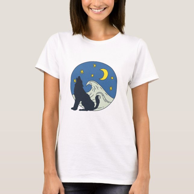 Camiseta Arte Mística do Lobo Celestial (Frente)