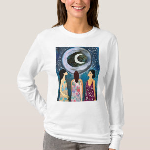 Camiseta Arte Mística   Mulheres olhando para a lua