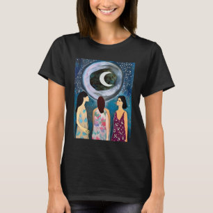 Camiseta Arte Mística Mulheres olhando para a lua