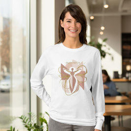 Camiseta Arte Moderna Abstrata Empodera Feminino Dourado e 