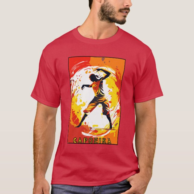 Camiseta Arte Moderna de Capoeira Dinâmica do Brasil (Frente)