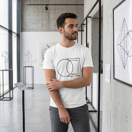 Camiseta Arte Moderna de Círculo Quadrado Abstrato