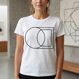 Camiseta Arte Moderna de Círculo Quadrado Abstrato