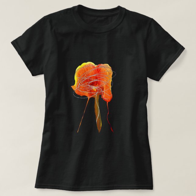Camiseta Arte moderna de flor floral abstrato (Frente do Design)