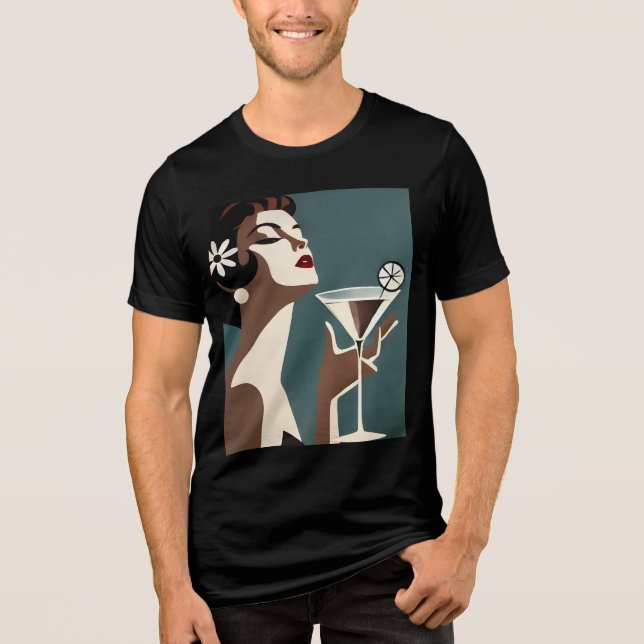 Camiseta Arte Moderna de Meados do Século A Martini DIva (Frente)