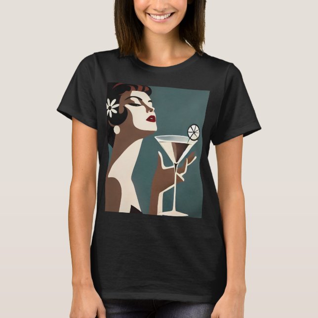 Camiseta Arte Moderna de Meados do Século A Martini DIva (Frente)