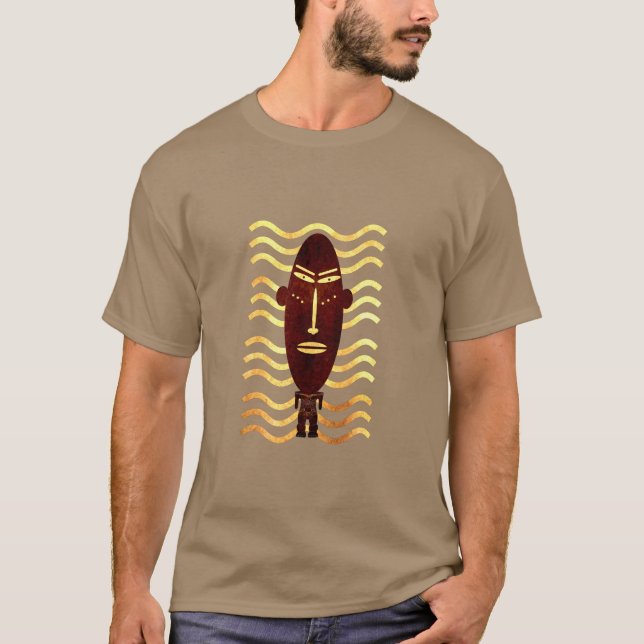 Camiseta Arte moderna de silhueta primitiva abstrata do ros (Frente)