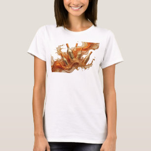 Camiseta Arte Moderna Laranja Impressão de Arte Abstrata