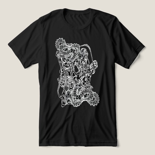 Camiseta Arte Moderna Negra e Branca Surrealista abstrato (Design frontal)