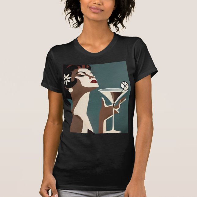 Camiseta Arte Moderno de Meados do Século A Diva do Martini (Frente)
