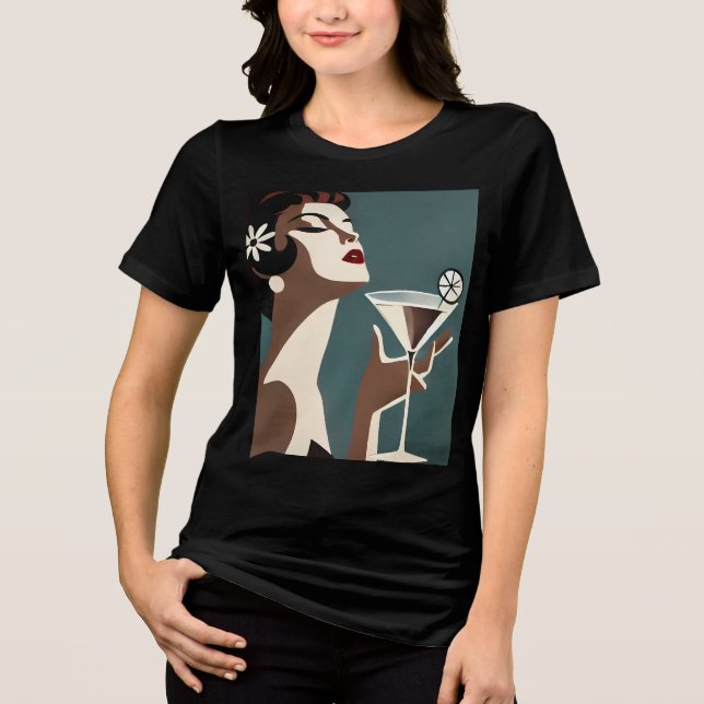 Camiseta Arte Moderno de Meados do Século A DIva do Martini (Frente)