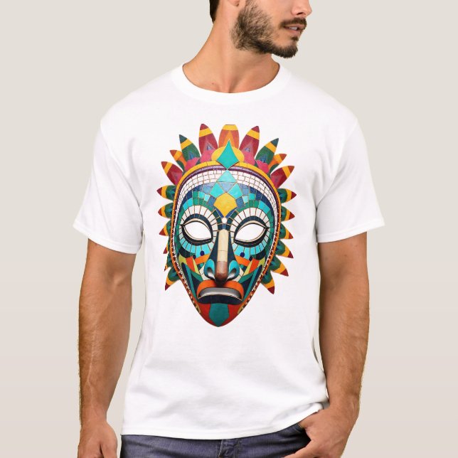 Camiseta Arte Mosaica Tribal Face (Frente)