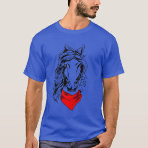 Camiseta Arte Na Cabeça De Cavalo Com Bandana Horseback And