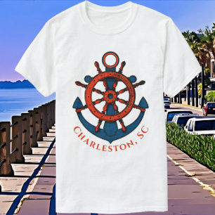 Camiseta Arte Náutica Bonita de Charleston Carolina do Sul