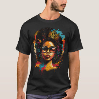 Camiseta Arte Negra Colorida Rainha Afro Melanin Derrubando
