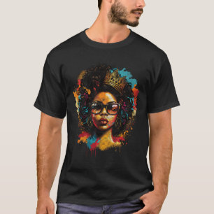 Camiseta Arte Negra Colorida Rainha Afro Melanin Derrubando
